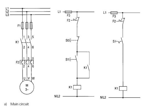 Typical circuit diagram of Direct On Line starter